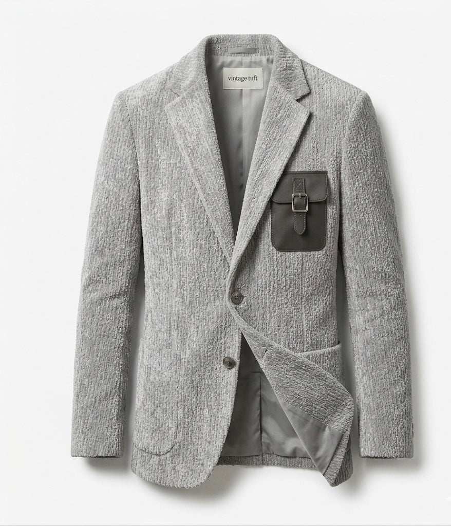 The Archivist Chenille Blazer- Gray