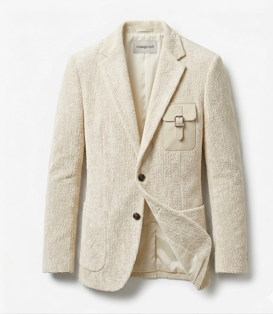 The Archivist Chenille Blazer - Light Cream