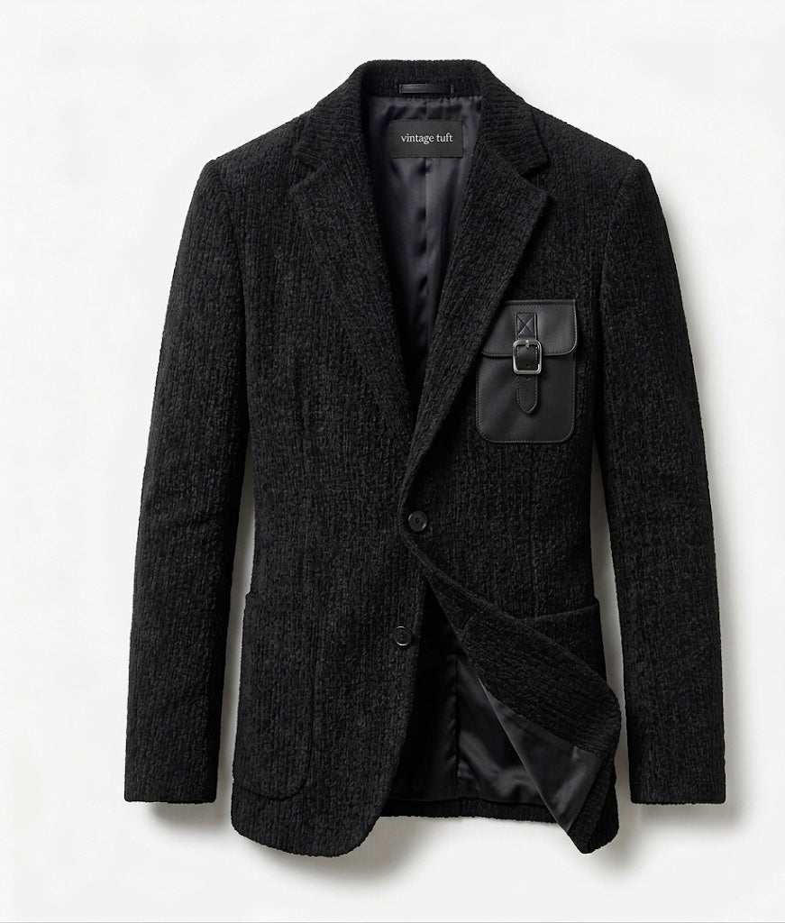 The Archivist Chenille Blazer- black