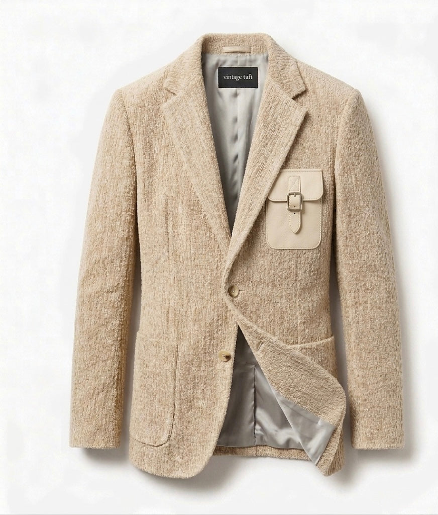 The Archivist Chenille Blazer- Raw chenille cream