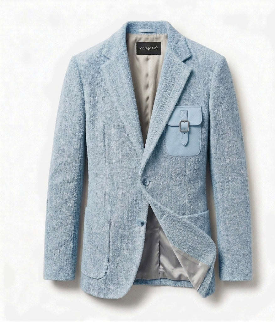 The Archivist Chenille Blazer- light blue