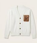 Vintage Tuft Cargo pocket Chenille Cardigan- Chalk & Cocoa