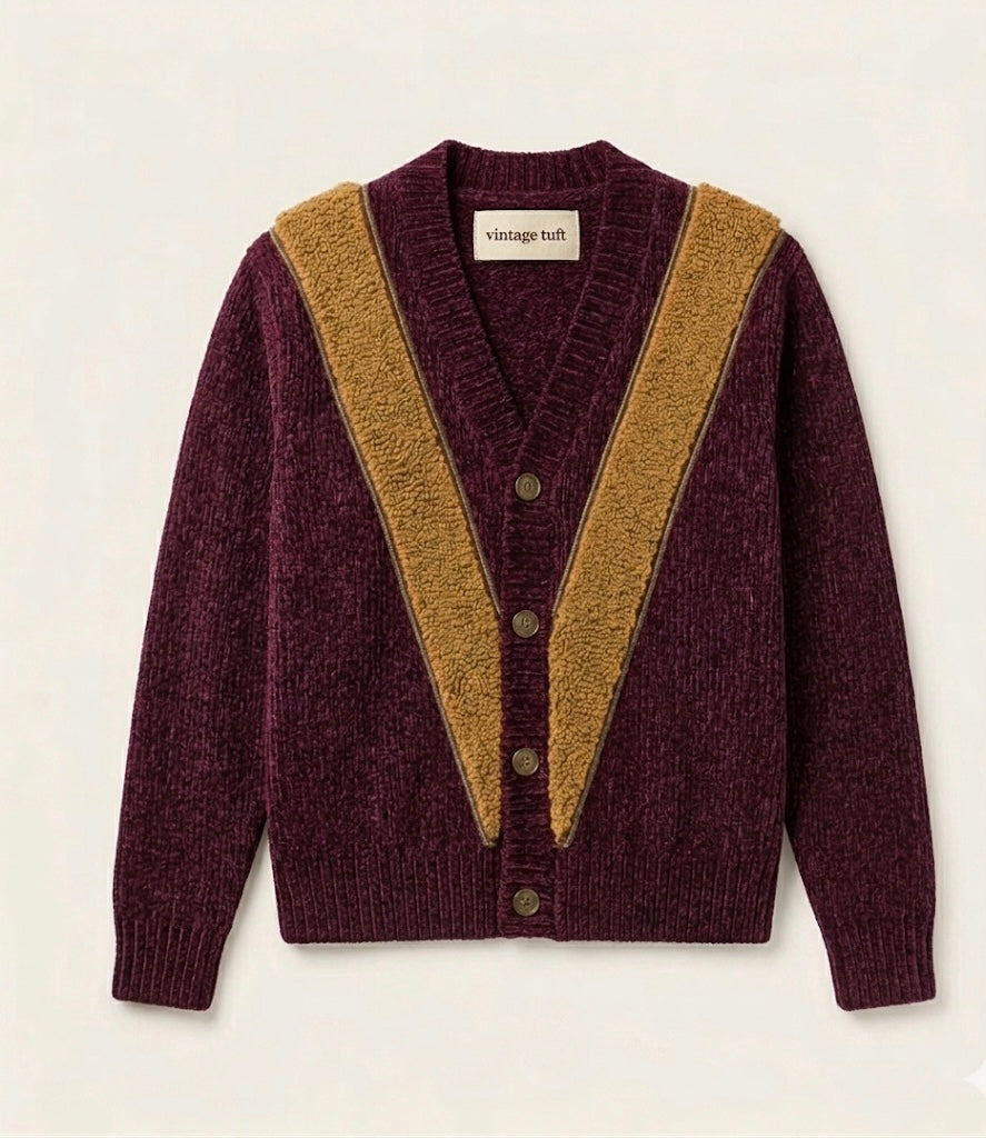 V-Line Chenille Cardigan- Merlot