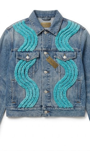 Electric Blue Wave Tuft Denim jacket