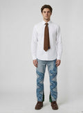 Harbor Light house water flow  jeans Blue wash denim