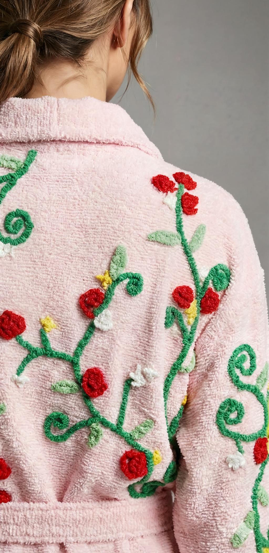Lovely Blooming Roses Chenille Gown