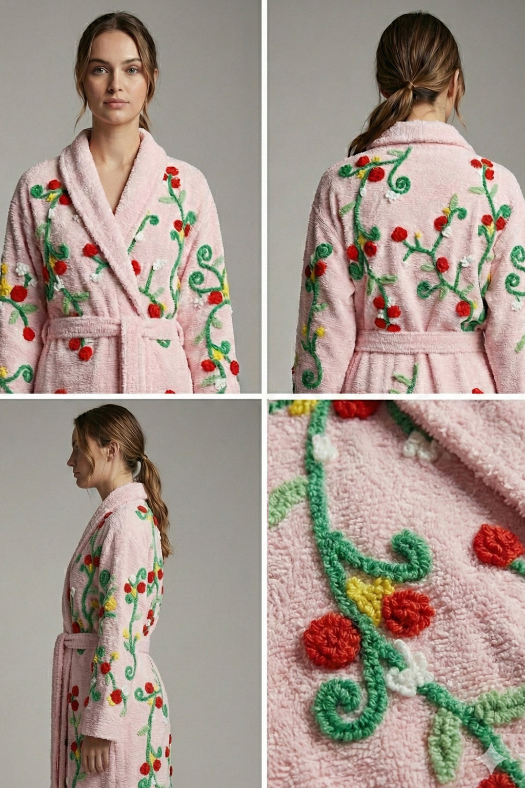 Lovely Blooming Roses Chenille Gown