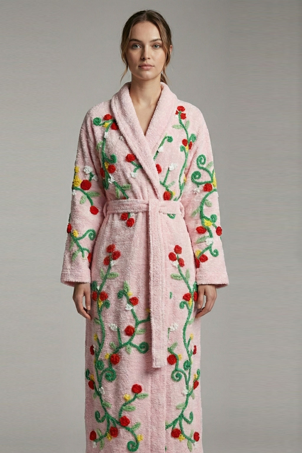 Lovely Blooming Roses Chenille Gown