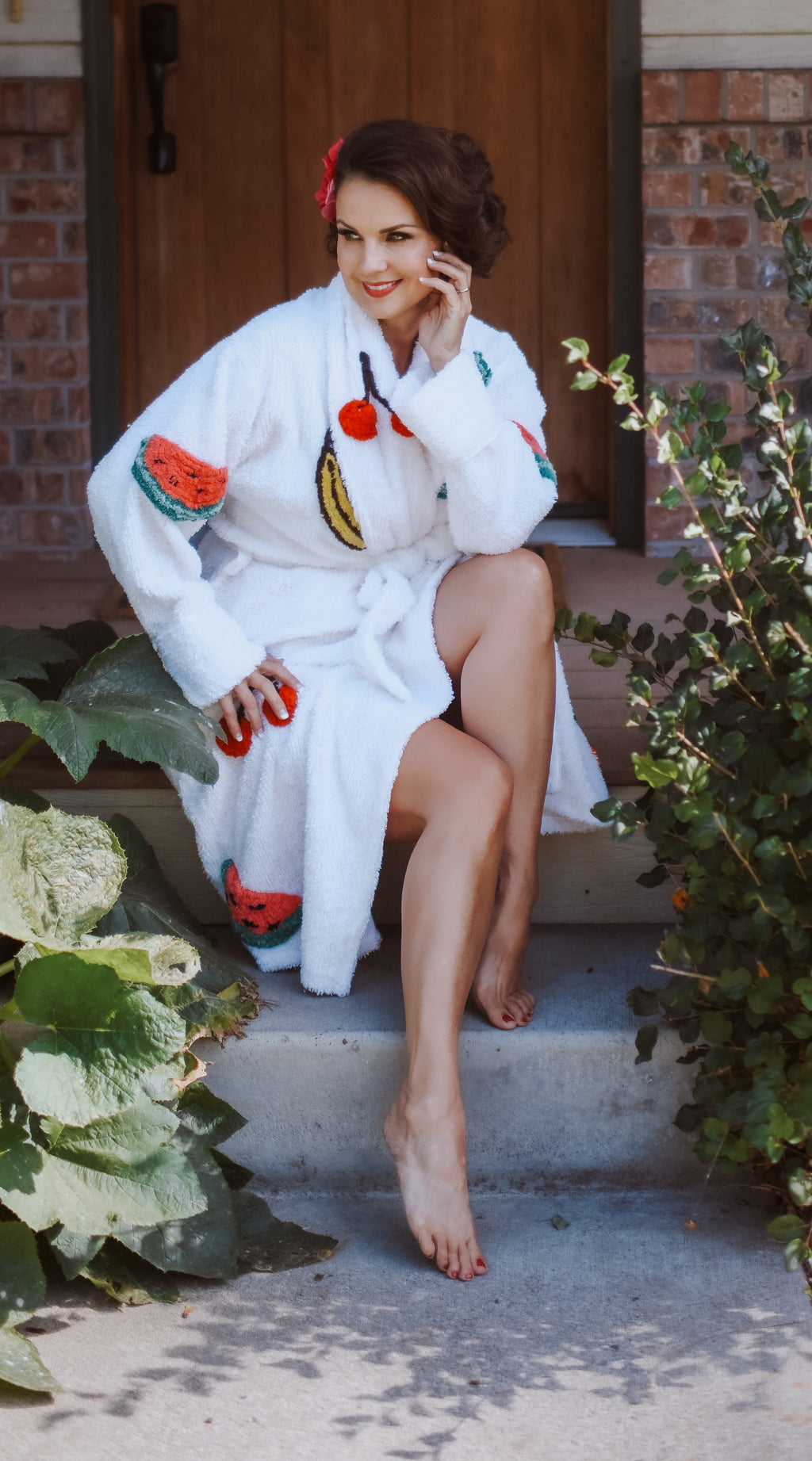 Delectable “Fresh Fruit” Chenille bathrobe
