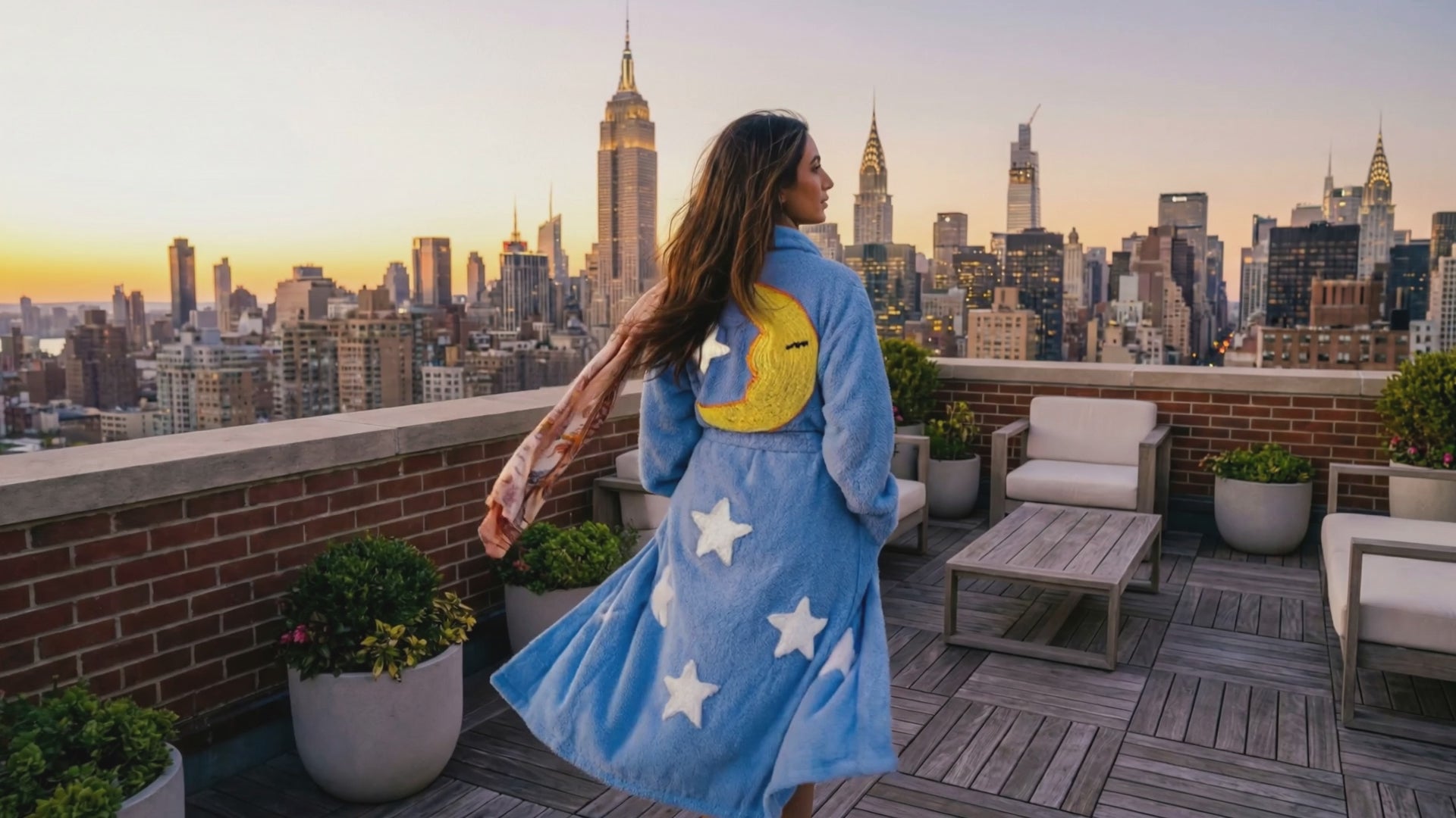 Moon and Stars Chenille Robe
